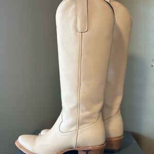 New Lane Cream Heeled Leather Boots